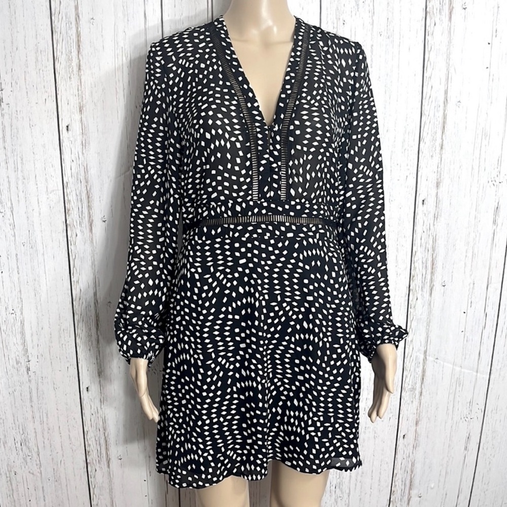 NWT Lost in Lunar Black Polka Dot Dress Long Sleeves Size Medium